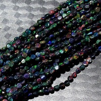 Opale noire éthiopienne multi-feu, forme pièce de monnaie, qualité AAA+, perles de pierres précieuses naturelles de haute qualité pour la fabrication de bijoux et colliers, certifiées par un tiers