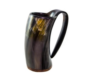 แก้วเบียร์ฮอร์นหุ้มฉนวนสุญญากาศสแตนเลสผนังสองชั้นสไตล์สแกนดิเนเวียนขนาด450มล. สีดำพร้อมฮอร์นของจริง - Product Image 3