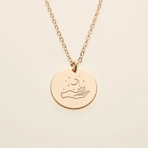 Manifestation magique céleste geste de <span class=keywords><strong>la</strong></span> main pendentif collier délicat <span class=keywords><strong>Cosmos</strong></span> lune étoile bijoux soeur meilleur ami cadeau pour les femmes - Product Image 1