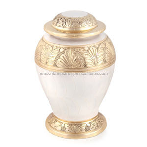 Cremation Embossed Design Flower Metal Brass Urn with Black Gold Finished Floral Cremation Urn <b>Keepsake</b> Urns - Product Image 4