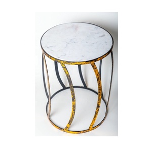 Ventre plat Style ondulé en métal et marbre, pour Table basse, salon, Logo en métal occidental, produit de construction, vente en gros - Product Image 2