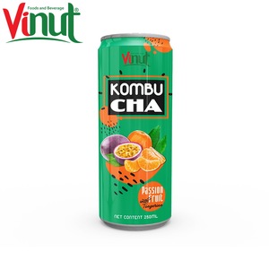 Kombucha au fruit de la passion et à la mandarine 250 ml VINUT 24 canettes carton fermenté OEM Private Label Prêt pour l'exportation - Product Image 1