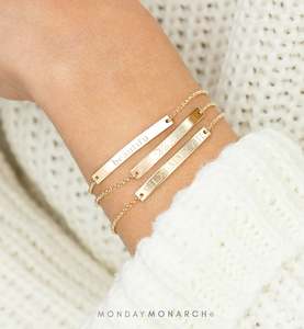 Pulsera de Barra de Oro, Pulsera de Barra de Plata, Colección Única Hecha a Mano - Product Image 1