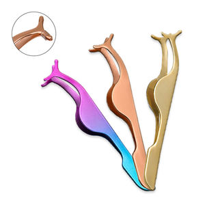 Private Label Stainless Steel Twezzers False <b>Eyelash</b> Tweezers <b>Applicator</b> Custom Logo Bulk Strip Eye Lash Twizzers Laah Tweezers - Product Image 2