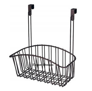 Panier mural vintage fait à la main en fer unique de forme haute pour le rangement de la cuisine Prix compétitif Usage domestique Couleur noire - Product Image 1