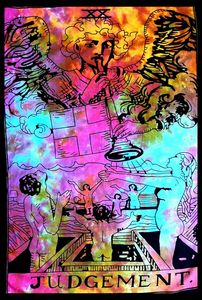 Pequeño tapiz Judgement Tarot Card colgante de pared hecho a mano algodón cartel multicolor mantel por consignadores indios - Product Image 3