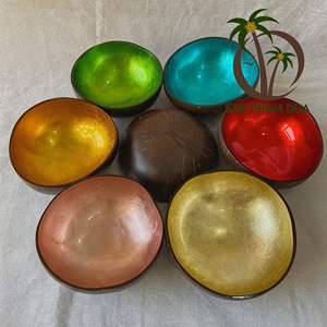 Bol en noix de COCO coloré en laque fait à la main, ensemble de couverts de voyage du VIETNAM/vente en gros - Product Image 2