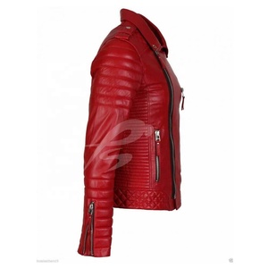 Chaqueta de Cuero Genuino para Hombre, Nueva, Elegante, Color Rojo Marrón Lavado, Corte Ajustado, Estilo Casual y Urbano, Impermeable, Reversible y Ecológica - Product Image 3