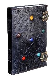 Cahier de Chakra, nouveau pentagramme, grand Journal en cuir gaufré celtique avec serrure, Journal avec pierre 10x7 pouces - Product Image 4