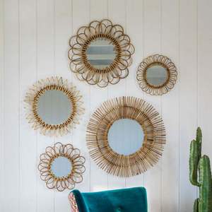 Espejo Decorativo de Pared de Ratán de Color Natural - Decoración del Hogar 99GD - Product Image 3