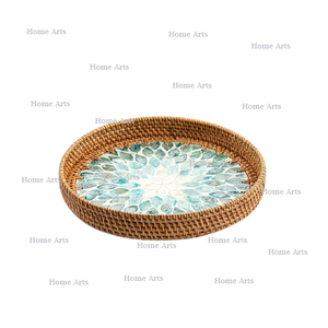 Plateau de service de café de thé de qualité exclusive en rotin et plateau de service de collations de travail de vadrouille pour l'usage à la maison d'hôtel - Product Image 1