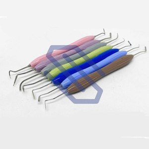 7 pièces d'instruments dentaires en acier et silicone pour application composite, spatule torsadée, modelage, condensation, mesure, excès de placement, remplissage - Product Image 1