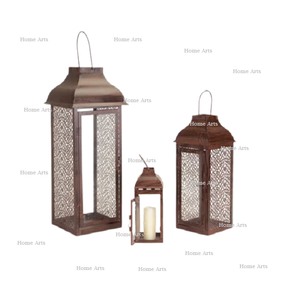 Juego de dos farolillos marroquíes de diferentes tamaños, farolillos de metal y vidrio hechos a mano para uso en interiores y exteriores - Product Image 2