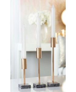 โลหะและฐานหินอ่อนสามชิ้นเชิงเทียนชุด - Product Image 1