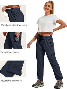 2021 verano Mujer 100% algodón ligero de cintura alta Pantalones rectos casuales al aire libre con bolsillos - Product Image 3