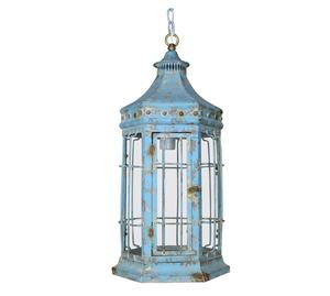 New Handmade Decorative Blue Painted Shaped <b>Lantern</b> With Original <b>Glass</b> for Indoor and Outdoor Home Decoration in Best Quality - Product Image 1