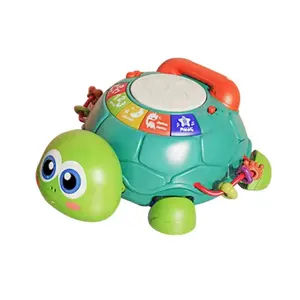 Cartoon battery operated baby toys portable turtle hand drum toy tortoise electric phone car induction musical toys for infant