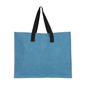 Bolsas de compras de arpillera de yute azul ecológicas del fabricante de la India con impresión de logotipo personalizado, bolsa de yute lisa de moda, serigrafía - Product Image 1