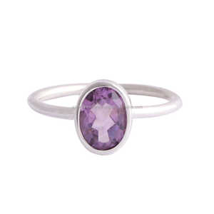 Bague en pierre d'améthyste naturelle, 925 argent Sterling améthyste, bijou fait à la main en or vergaine plaqué or indien - Product Image 2
