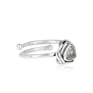 Natural <b>Green</b> Amethyst Gemstone Woman's Anniversary Rings 925 Silver Triangular Adjustable Stackable Ring <b>Jewelry</b> Wholesale - Product Image 3