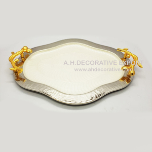 Bandeja de servicio de Metal y plata para decoración clásica, nueva bandeja redonda de diseño martillado a mano para uso doméstico, cocina y vajilla de Hotel - Product Image 6