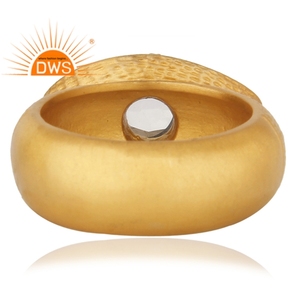 แหวนพลอยคริสตัลควอตซ์ เงินแท้ 925 ชุบทองคำขาว 18k  แบบขัดเงา  ขอบฝังแบบ Bezel  รับรองโดย GIA - Product Image 2