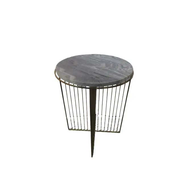 Marble Top Metal Based Coffee Table Side Bed Table Modern Center Table In Round Fashionable Trending Design