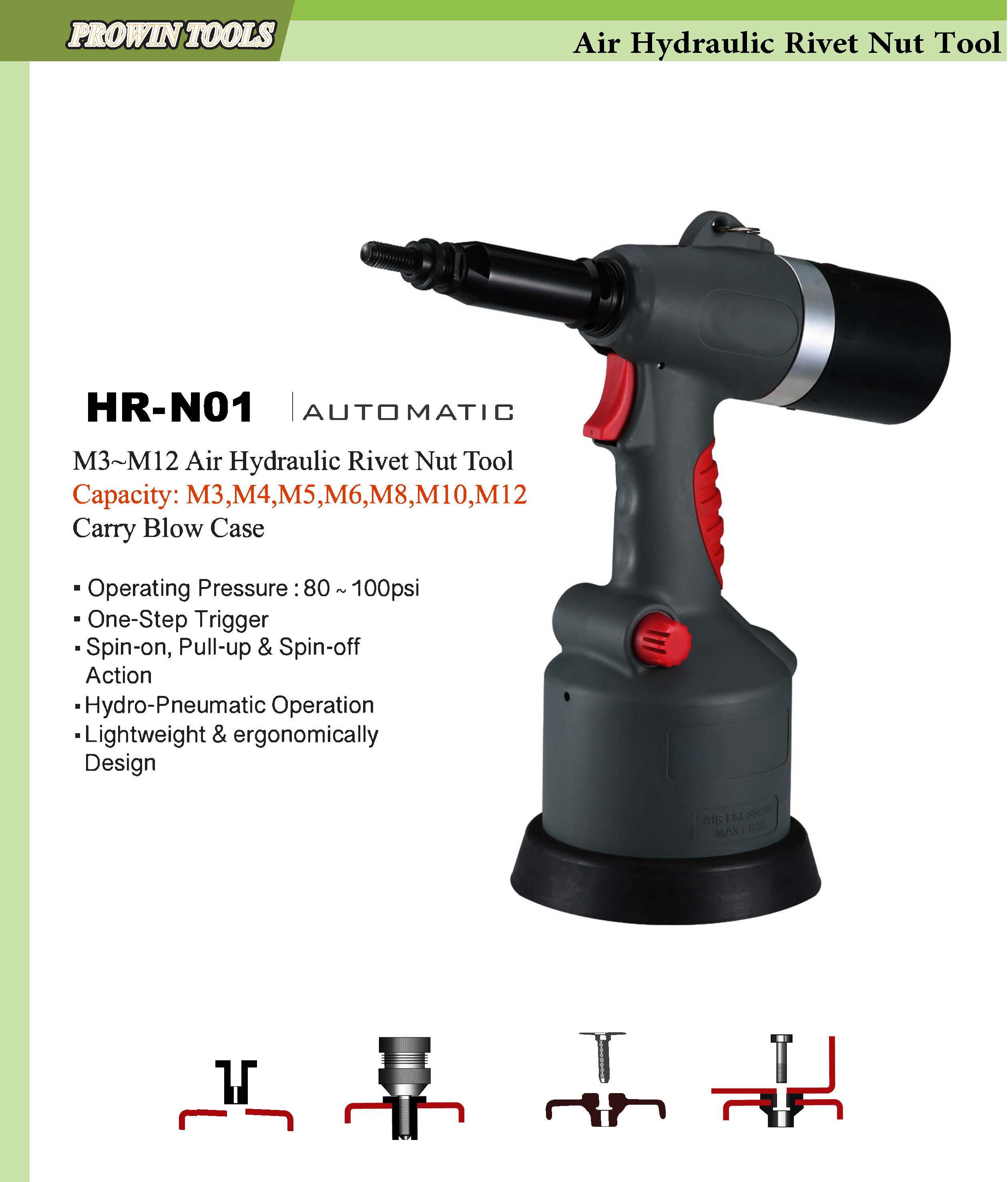 Pneumatic Air Rivet Gun Tool – M6/M8 Pull Nut Riveter For Metal Sheet & Pipe Work