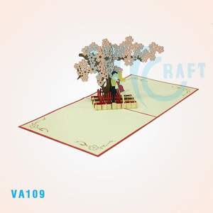 Meilleure vente Amoureux sous la fleur de cerisier 3D Pop Card Paper Handmade Vietnam Design Custom Love Greeting Fairy Handicraft - Product Image 1