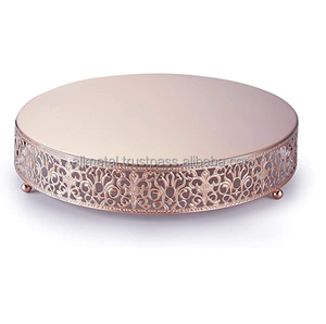 Soporte redondo de Metal de encaje para pastel de boda, expositor de postres, rubor, oro rosa, aspecto metálico brillante para postres, magdalenas y pastelería - Product Image 1