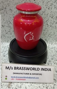 Urn — animaux de compagnie en aluminium de chat rouge peint à la main, fournitures de féerique en métal de haute qualité - Product Image 3