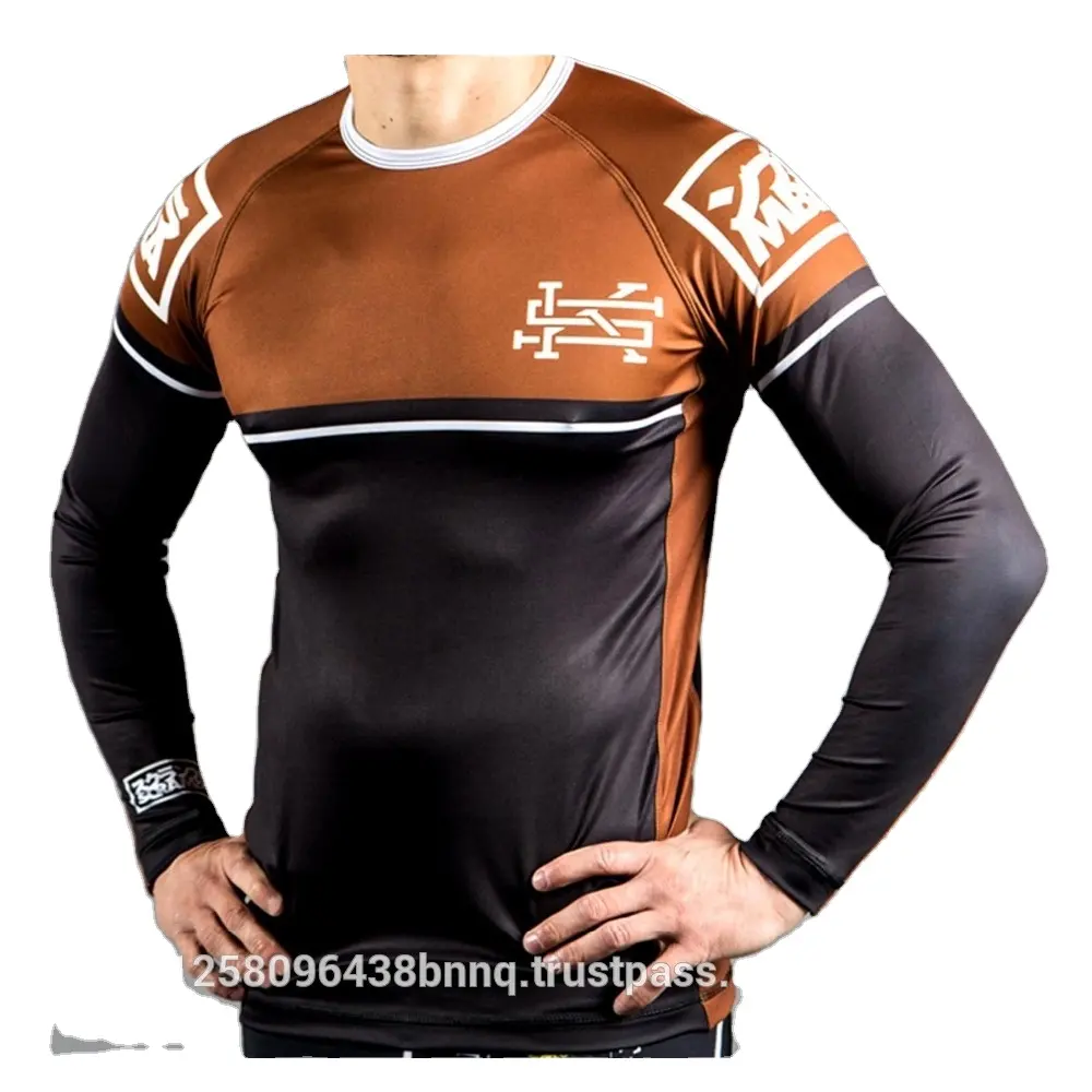 Custom sublimation Men's rash guards Long Sleeve Rash Guard MMA BJJ/mma rash guard/design your own rash guard