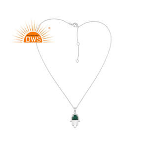 Trendy <b>Top</b> Selling Sterling Fine <b>Silver</b> Pendant Necklace Green Onyx Gemstone Necklace Supplier For Women Gift For Her - Product Image 2