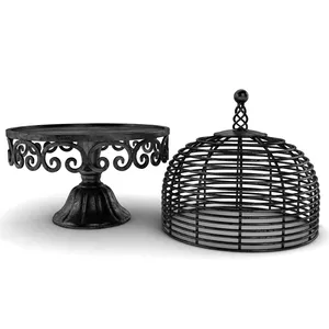 Aluminium Casting & Iron Rod Cake Stand With Top Metal Dome Pastry Stand Cheap Price High Quality Metal Wire Mesh Cake Stand