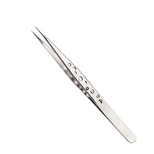 Pince à épiler d'extension de cils en acier inoxydable à 9 trous avec logo personnalisé de vente chaude forte et droite avec des options multicolores - Product Image 3