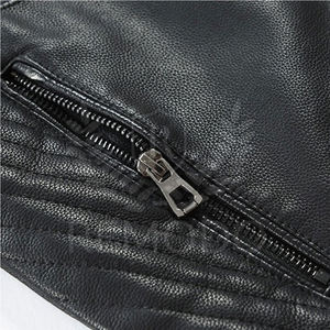 High Quality Washable Short Men Pu Leather Jackets Men's Stand Collar Slim Leather Jackets - Product Image 4