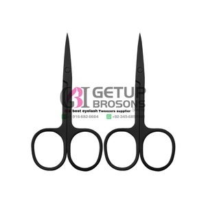Ciseaux plasma noirs de haute qualité pour sourcils en acier inoxydable avec votre propre logo personnalisé et votre instrument de beauté de couleur - Product Image 1