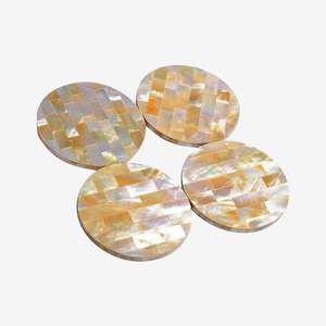High Quality Mother of Pearl Round coaster With Set of 4 Coasters and Glass <b>Cups</b> <b>Mats</b> & Pads and Natural Color - Product Image 6
