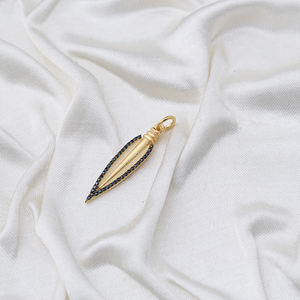 Spear Design <b>Black</b> Zircon Detailed Handmade Turkish Wholesale 925 Sterling Silver Dangle Charm Jewelry - Product Image 3