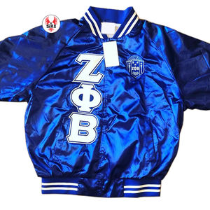 Blouson aviateur brodé sur mesure pour femmes Zeta Phi Beta Soror Blouson aviateur brodé en soie satinée pour femmes - Product Image 2