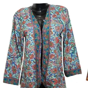 Новая шелковая Сари, горячая Распродажа, Двусторонняя куртка с принтом для женщин, стильная традиционная Женская одежда для ношения слоями