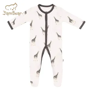 Peleles de manga larga de bambú para bebé, mono de bebé con patas estampadas, pijama de bebé ecológico NaturaL