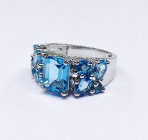 Bagues en pierre précieuse en topaze bleue, argent Sterling 925, plaqué or, fait à la main, bon marché quantité minimale de commande vente en gros - Product Image 2