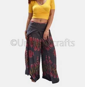 Pantalon palazzo décontracté en rayonne pour femme, fait en inde, teinture par nouage, jambe large, été 2020 - Product Image 2