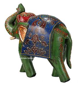 NIRMALA HANDICRAFTS, Artesanía en Madera Estilo Art Deco, Estatua de Elefante Hecha a Mano con Trabajo de Esmalte, Adorno Decorativo para Mesa de Hogar, Regalo - Product Image 4