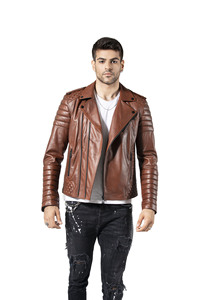 Chaqueta Universitaria Casual y Elegante para Hombre, Valeriano Romano, Cuero Genuino, Largo Regular, Cuello Alto, Se Acepta OEM, Procesamiento con Recubrimiento - Product Image 4