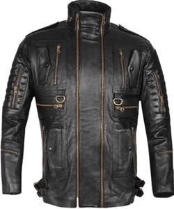Men Leather Jackets For Bike Distressed <b>Genuine</b> Top Quality Slim Fit Leather Jacket Men's Fashionable Top Leather Jackets - Product Image 4