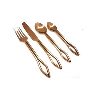 Couverts en métal et acier design antique pour fêtes, mariages, hôtels, couverts de restaurant avec étui arc-en-ciel miroir noir - Product Image 1