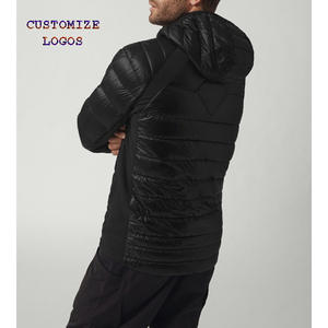 Chaquetas Puffers cálidas para hombre, con cremallera personalizada, con capucha, Color negro - Product Image 5