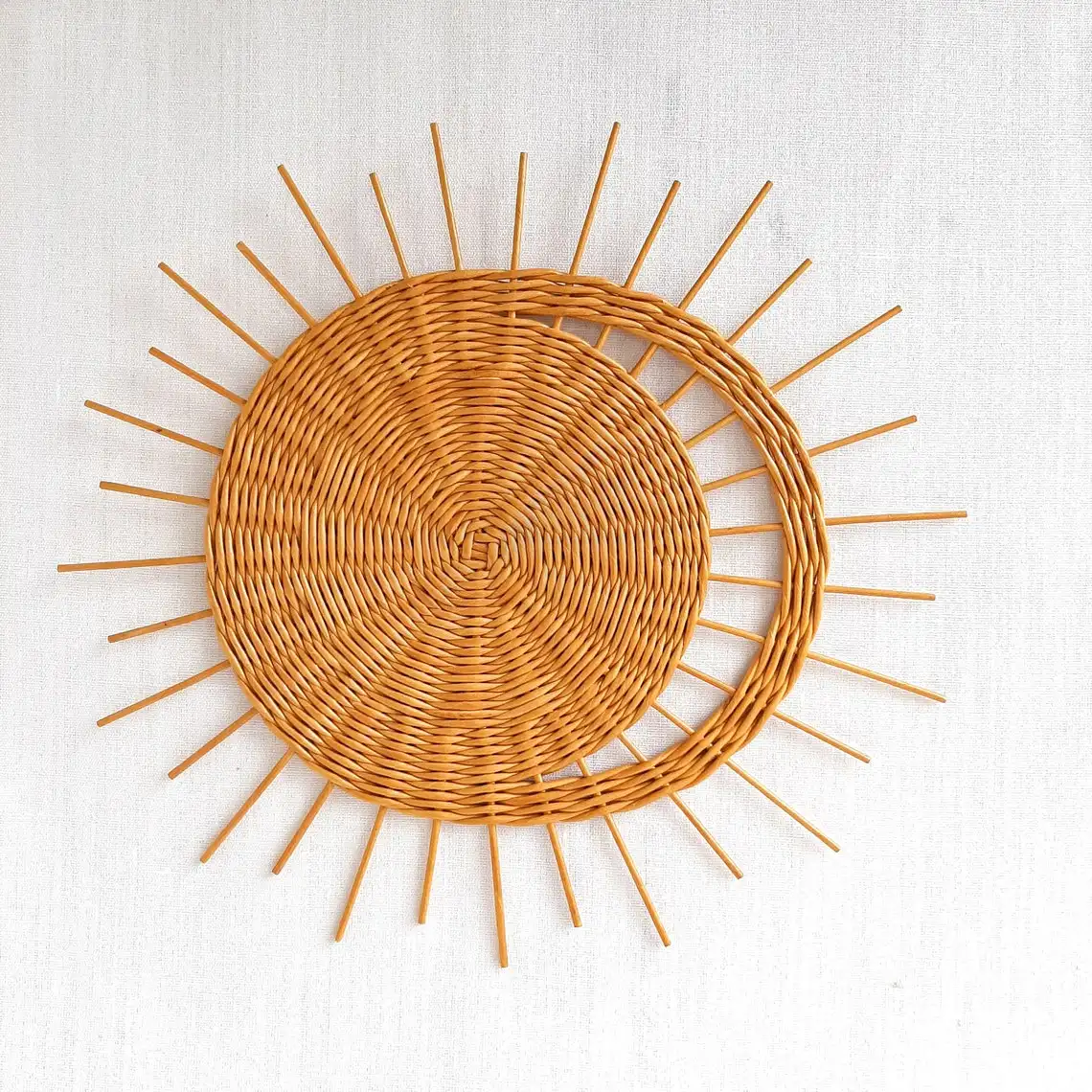 Panier suspendu en osier fait à la main, motif soleil et lune, style Boho, haute qualité, décoration de maison pour pépinière